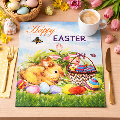 Happy Easter Bunny Table Placemat 30x40cm – Spring Dining & Party Decor