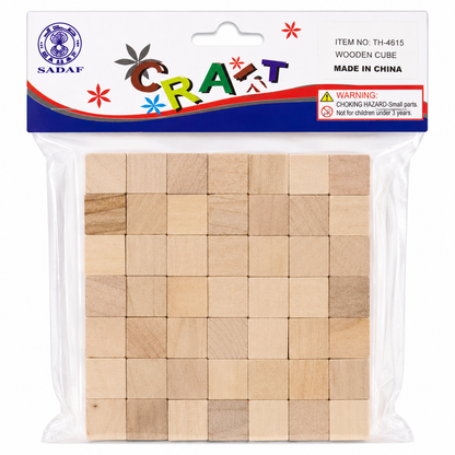 Natural Wooden Cube Blocks 36 Pieces Craft DIY Painting Set