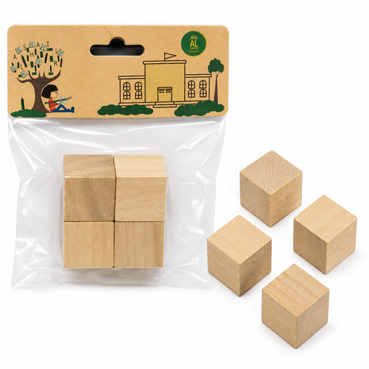 Natural Wooden Cube Blocks for DIY Crafts & Creative Projects – 2 x 2 cm – Pack of 4