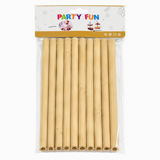 Wooden Hollow Craft Sticks for DIY Projects – 20 cm x 0.5 cm Natural Bamboo Tubes, Pack of 10