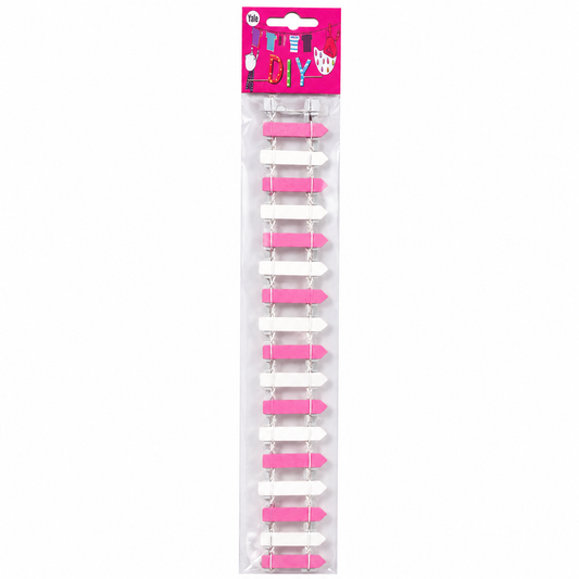 Wooden Direction Sign Clips Garland for DIY Crafts & Decoration – Pink & White – 32 x 3 cm