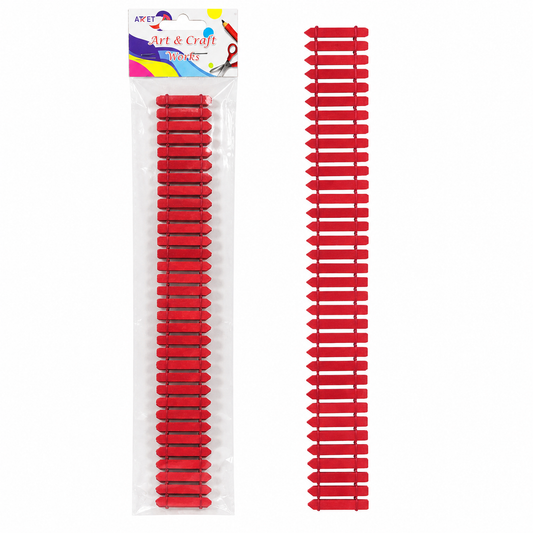 Wooden Fence Craft Decoration – Red Color – 46 x 5 cm – Pack of 2