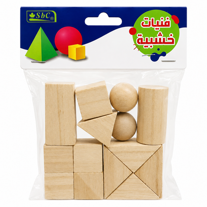 Wooden Geometry Blocks Set for Kids DIY Crafts & Educational Learning – Natural Wood Shapes Pack
