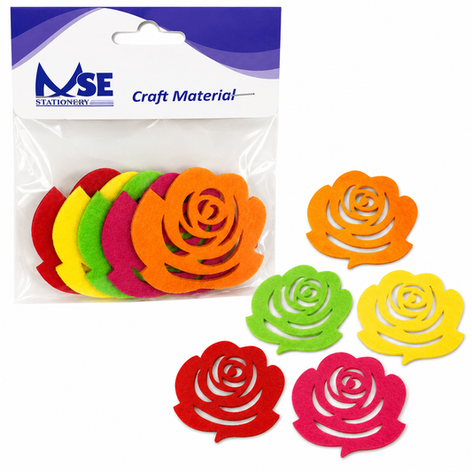 Felt Rose Craft Shapes for DIY Art & Decoration – 6 cm Multi Color Foam Flowers, Pack of 5