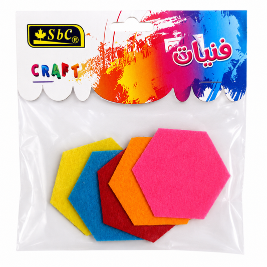 Colorful Hexagon Felt Cutouts for DIY Crafts & Decoration – Soft Foam Fabric Shapes Craft Pack