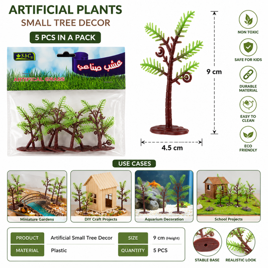 Artificial Mini Tree Set for DIY Crafts & Model Decoration – 9 cm Miniature Plastic Trees, Pack of 5