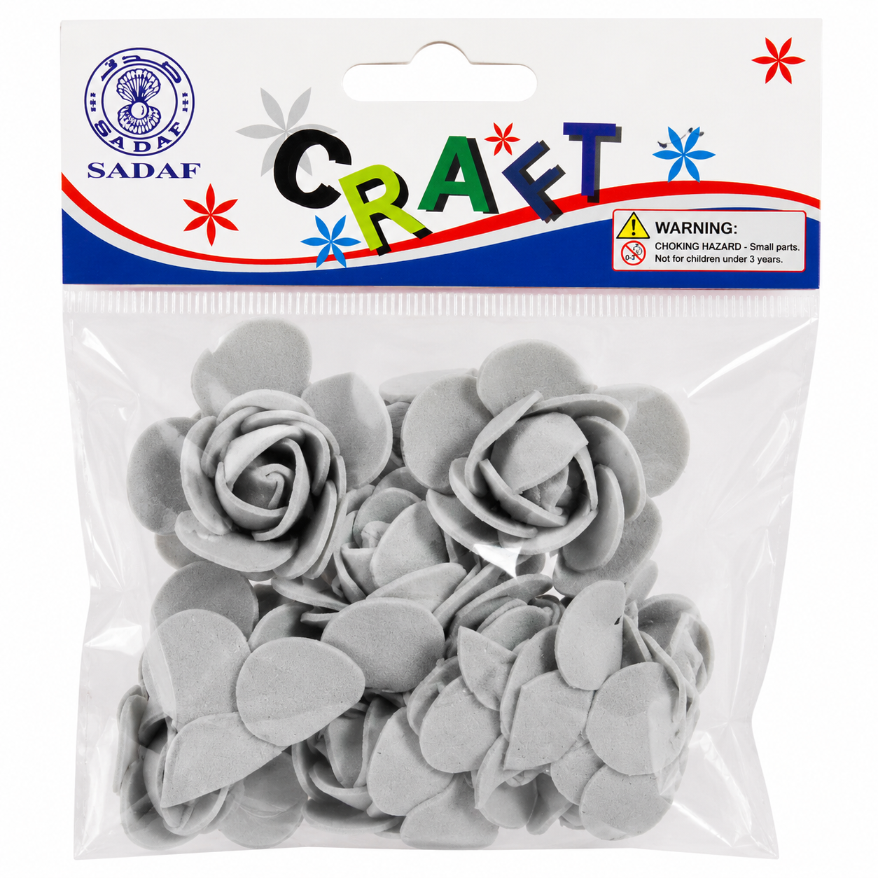 EVA Foam Rose Flower Craft Decorations – Grey – 4 cm – Pack of 10 – DIY Decorative Foam Flowers