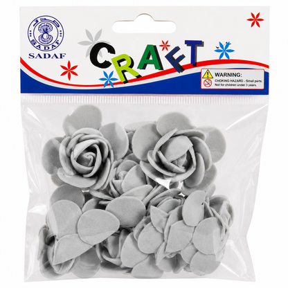 EVA Foam Rose Flower Craft Decorations – Grey – 4 cm – Pack of 10 – DIY Decorative Foam Flowers