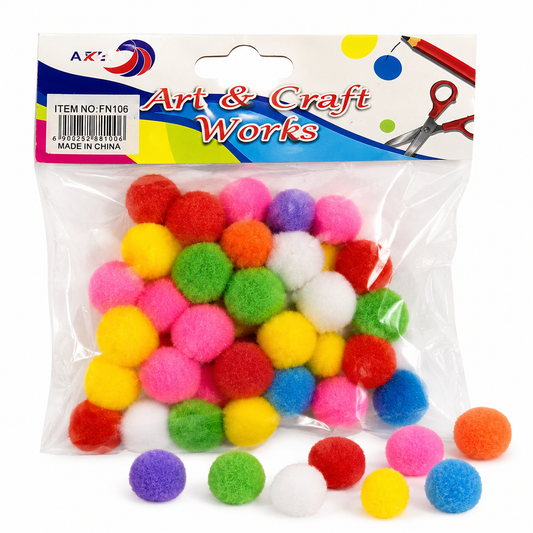 Colorful Soft Pom Pom Balls for DIY Crafts & Decoration – 1.5 cm – 30+ Pieces Assorted Pack