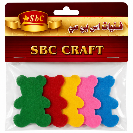 Felt Bear Craft Shapes for DIY Decoration – Soft Multicolor Felt Bear Cutouts, 5 cm, Pack of 5