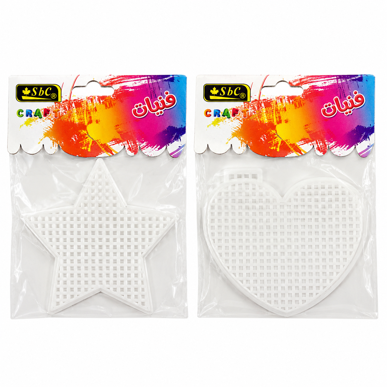 Plastic Canvas Craft Shapes for DIY Embroidery & Bead Art – Heart & Star Shape Plastic Mesh Canvas, White