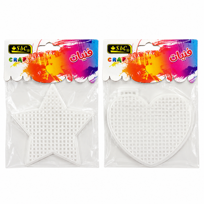 Plastic Canvas Craft Shapes for DIY Embroidery & Bead Art – Heart & Star Shape Plastic Mesh Canvas, White