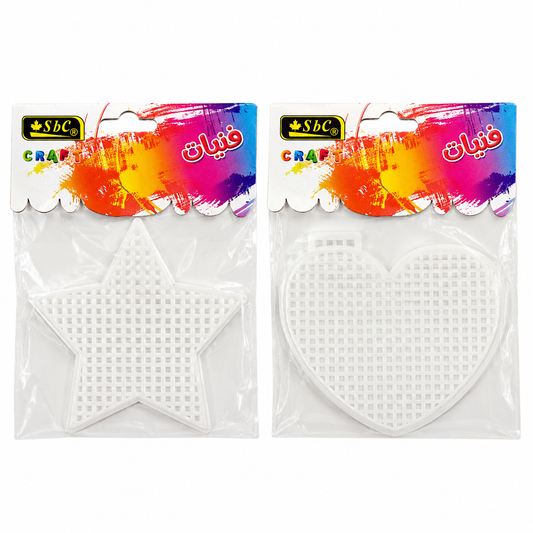 Plastic Canvas Craft Shapes for DIY Embroidery & Bead Art – Heart & Star Shape Plastic Mesh Canvas, White