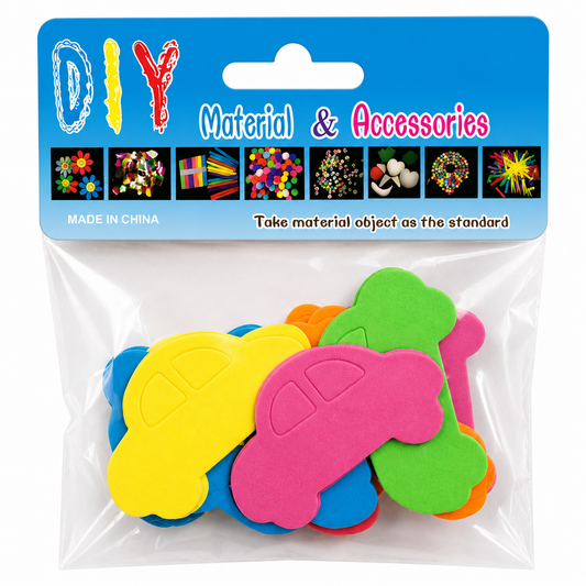 Colorful Foam Car Craft Shapes for DIY Art & School Projects – EVA Foam Car Cutouts, 6 cm, Pack of 12
