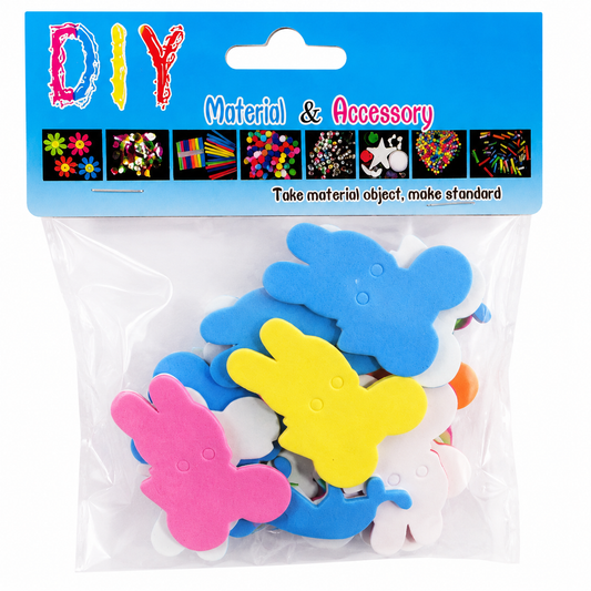 Colorful EVA Foam Bunny Craft Shapes for DIY Art Projects – Rabbit Foam Cutouts, 4 cm, Assorted Colors