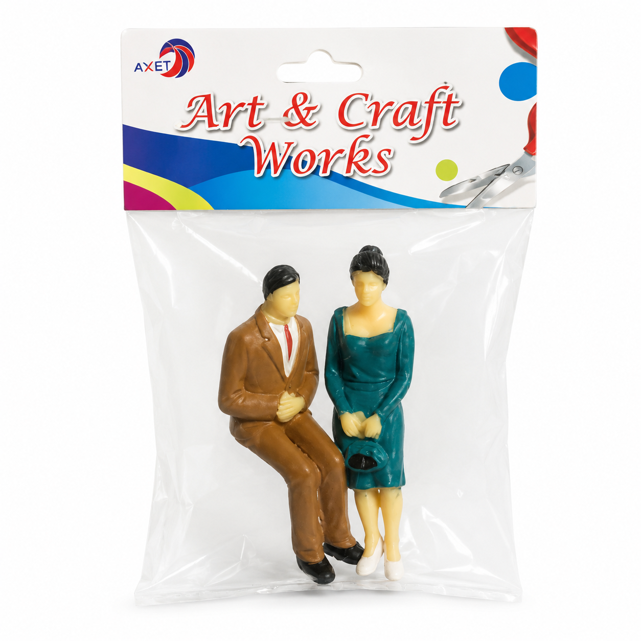Miniature Sitting Couple Figurines for DIY Craft Decoration – Male & Female Model Figures, 2 PCS