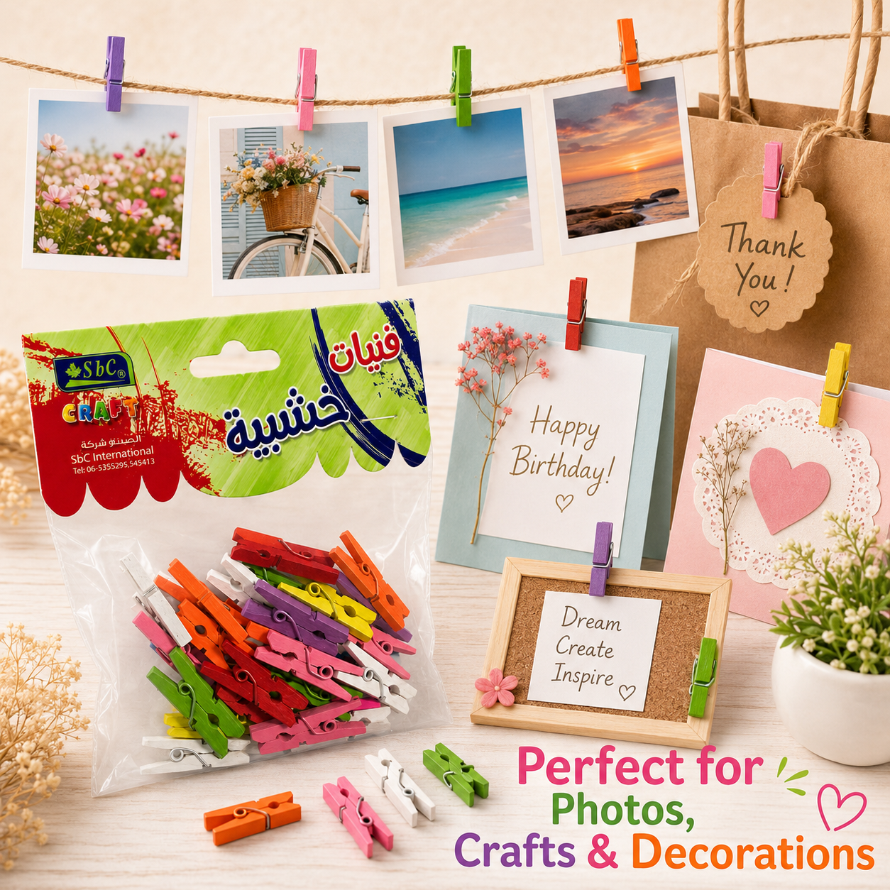 Colorful Mini Wooden Clothespins 2cm Pack of 20+ for Crafts