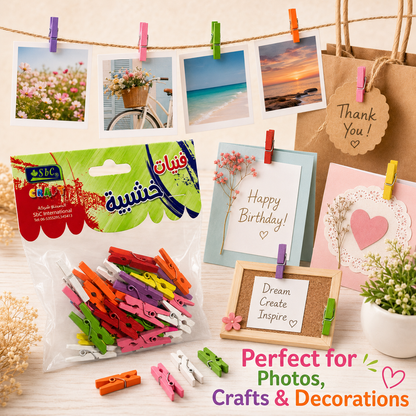 Colorful Mini Wooden Clothespins 2cm Pack of 20+ for Crafts