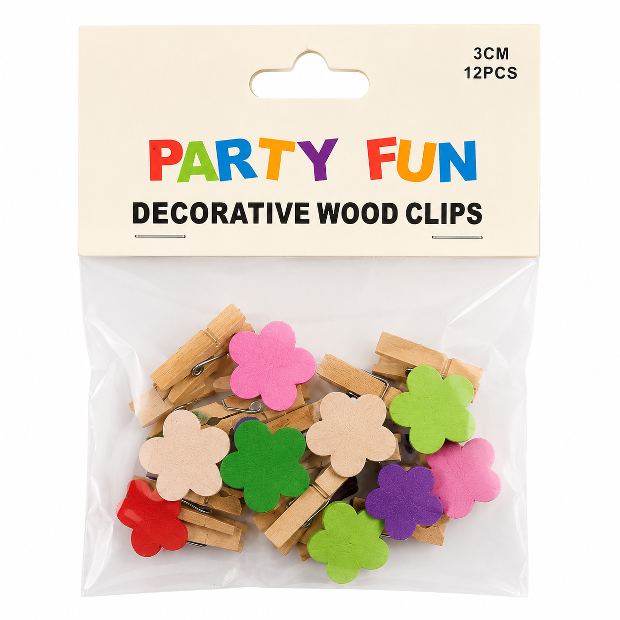 Flower Decorative Wooden Clips 3cm Pack of 12 for Crafts and Photos