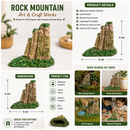 Mini Rock Mountain Ornament 4cm for DIY Crafts and Garden Decor
