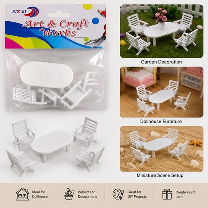 Mini White Dollhouse Furniture Set for DIY Crafts and Decorations