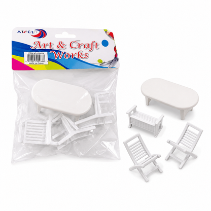 Mini White Dollhouse Furniture Set for DIY Crafts and Decorations