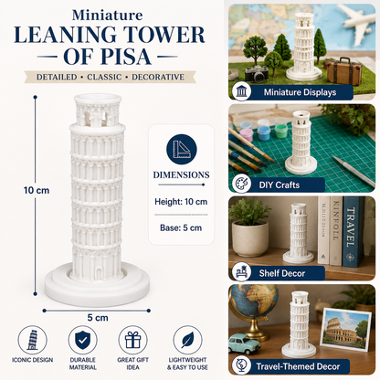Mini Leaning Tower of Pisa Ornament 10cm for Crafts and Decor