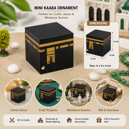 Mini Kaaba Cube Ornament 4x4x4cm for Crafts and Islamic Decor
