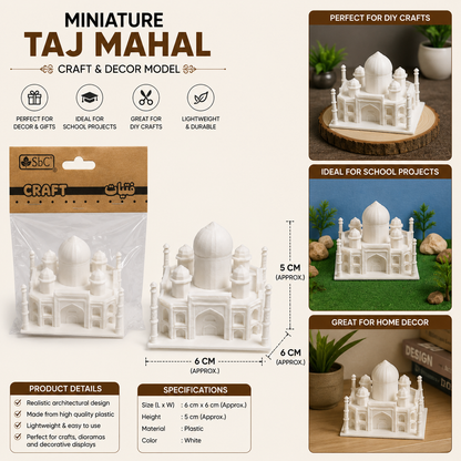 Miniature Taj Mahal Model 6x6cm for DIY Crafts and Decor