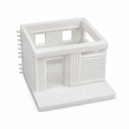 Mini White Building Ornament 6x6x2cm for Crafts and Diorama Decor