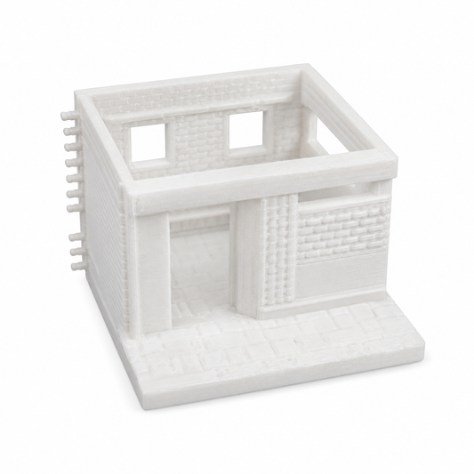 Mini White Building Ornament 6x6x2cm for Crafts and Diorama Decor