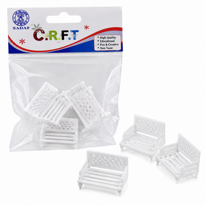 Mini White Bench Set 2cm Pack of 4 for Crafts and Dioramas