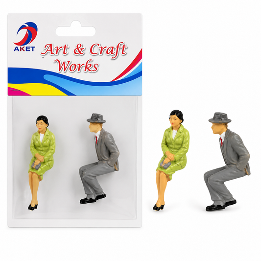 Mini Sitting People Figurines 4cm Pack of 2 for Crafts and Dioramas