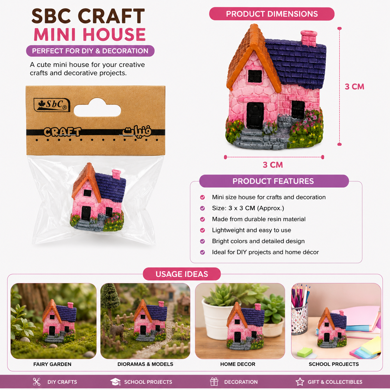 Mini Fairy House 3cm Decorative Model for DIY Craft Projects