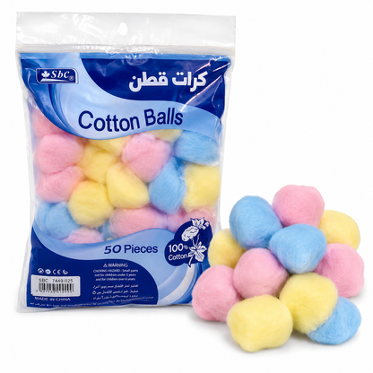 Pastel Cotton Balls 2cm Pack of 50 for Crafts and Decoration