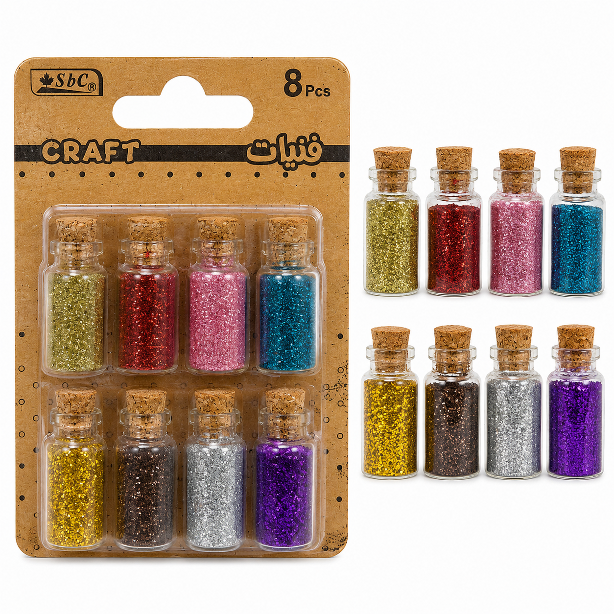 Mini Glitter Bottles Set 8 Pieces for DIY Craft Decoration