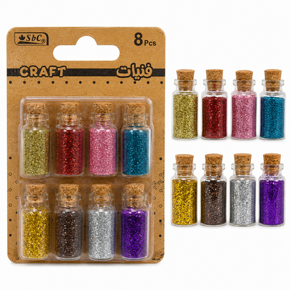 Mini Glitter Bottles Set 8 Pieces for DIY Craft Decoration