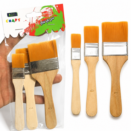 Flat Paint Brush Set 3 Pieces for Art Painting and Crafts