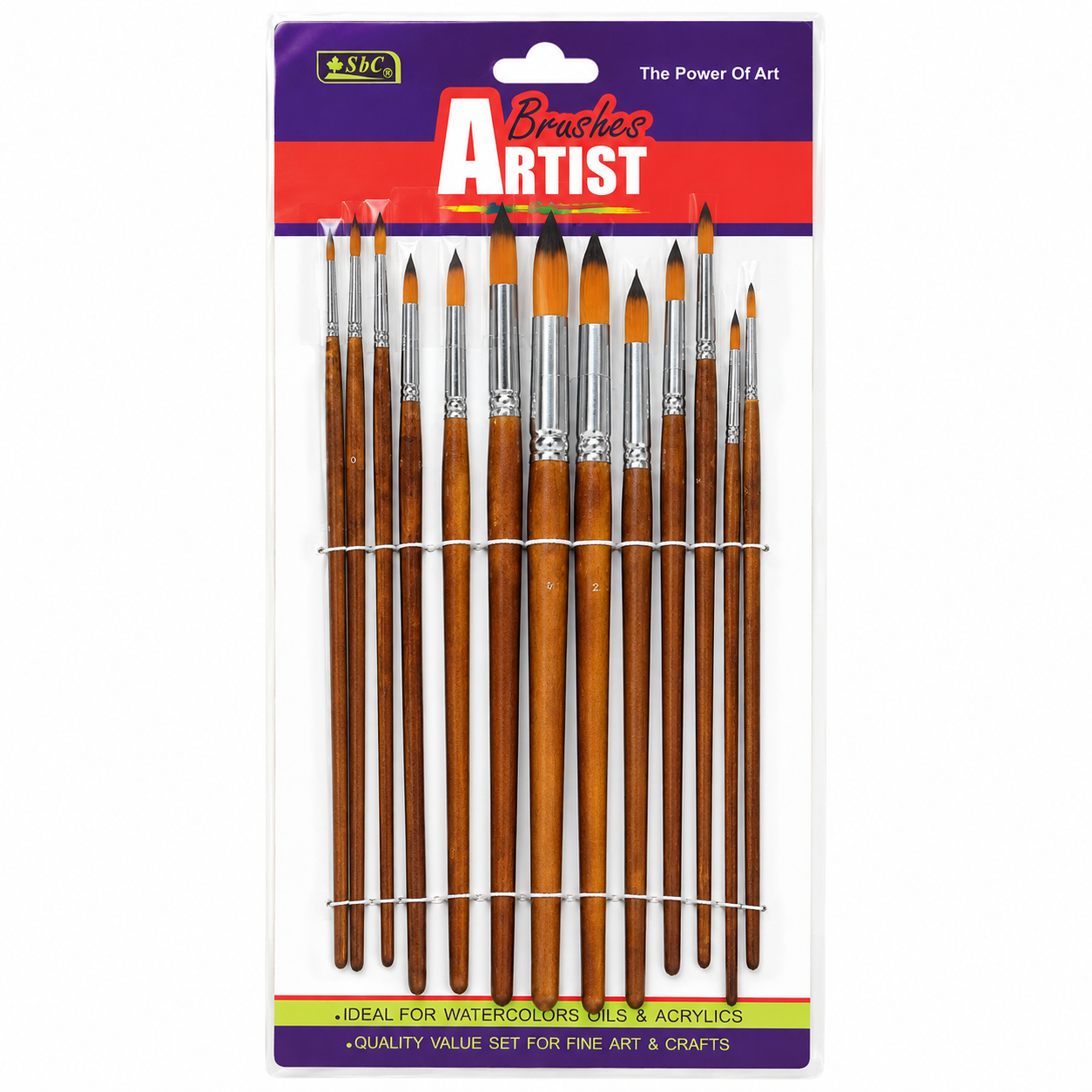 SBC Artist Paint Brush Set 13 Pieces for Acrylic Oil Watercolor Painting