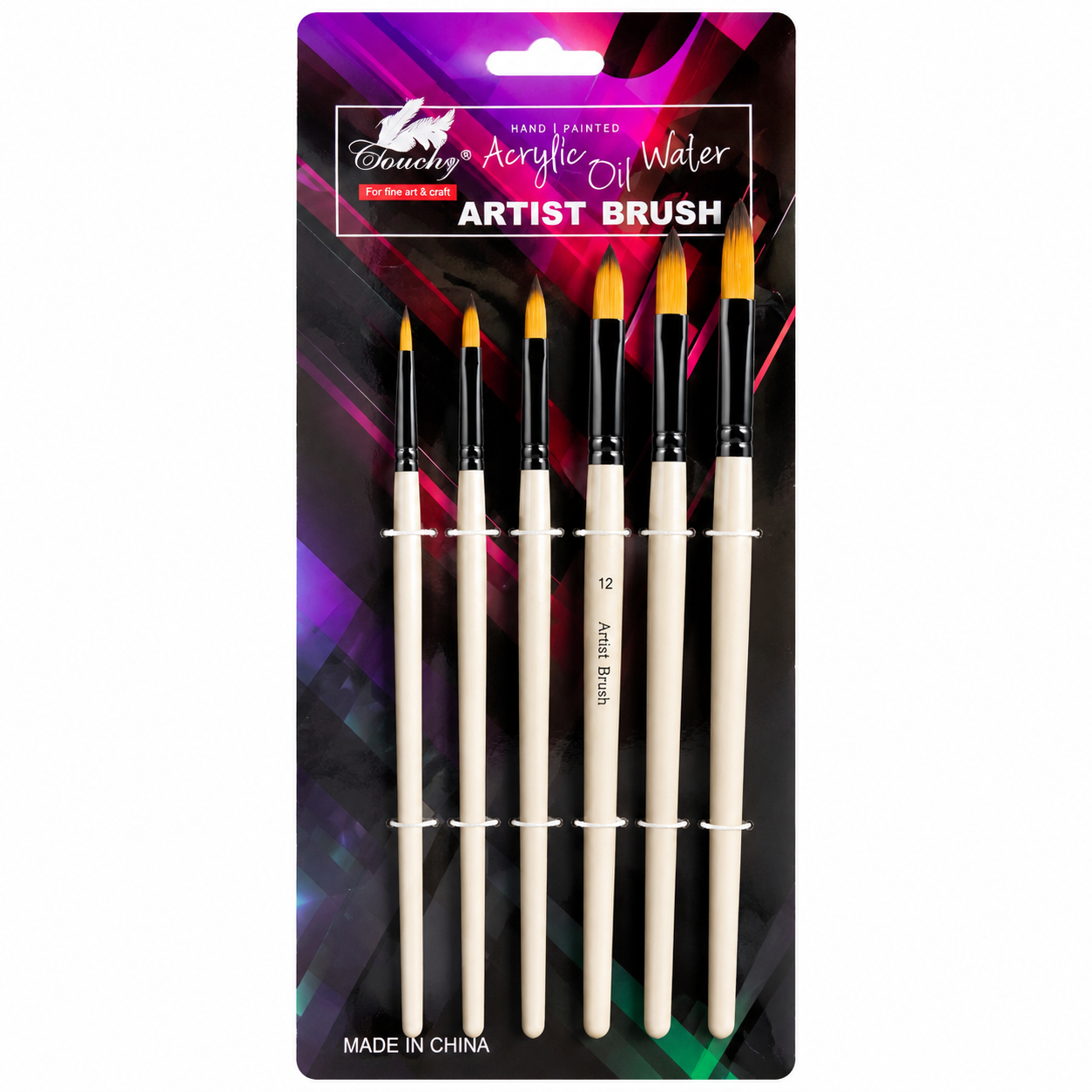 Touch Artist Brush Set 6 Pieces for Acrylic Oil Watercolor Painting