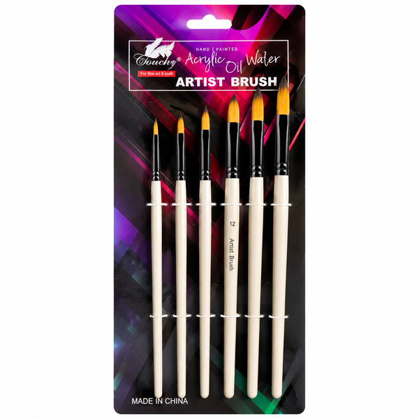 Touch Artist Brush Set 6 Pieces for Acrylic Oil Watercolor Painting