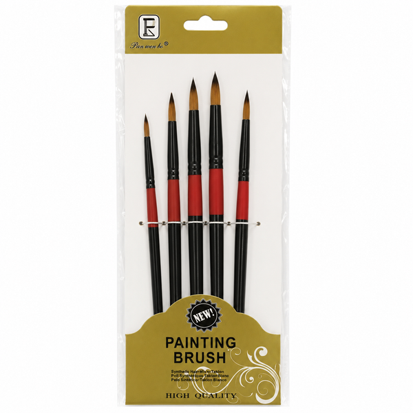 Round Painting Brush Set 5 Pieces for Art and Craft Projects