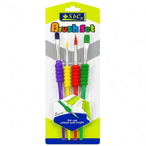 Kids Paint Brush Set 4 Pieces for School Art and Crafts