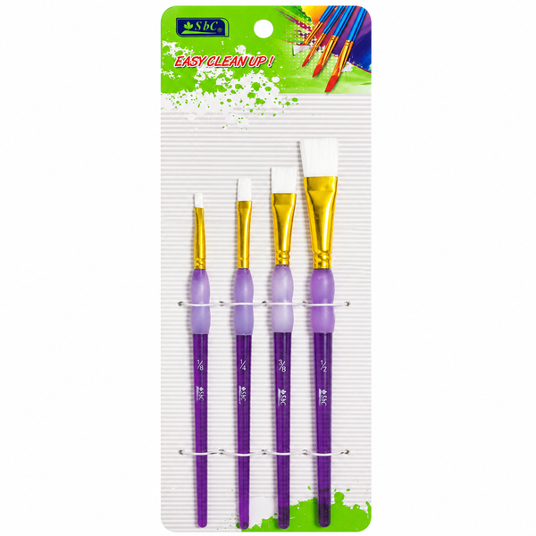 SBC Flat Paint Brush Set 4 Pieces for Acrylic Watercolor and Crafts