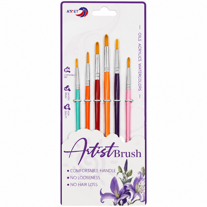 Artist Paint Brush Set 6 Pieces for Acrylic Oil Watercolor Painting