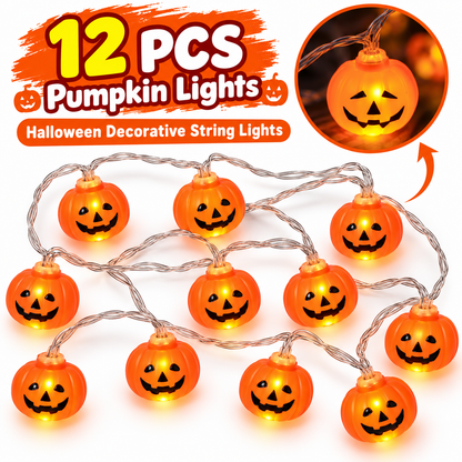 Halloween Pumpkin String Lights, 12PCS Jack-O’-Lantern Decorative Lights
