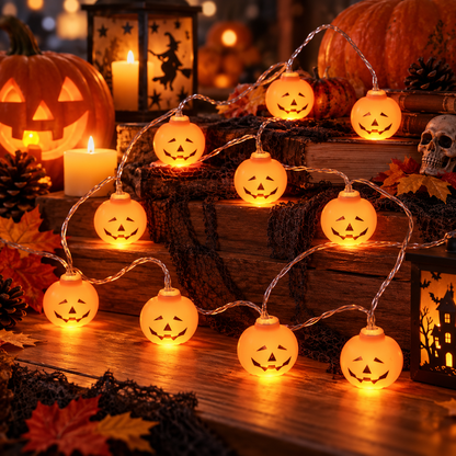 Halloween Pumpkin String Lights, 12PCS Jack-O’-Lantern Decorative Lights