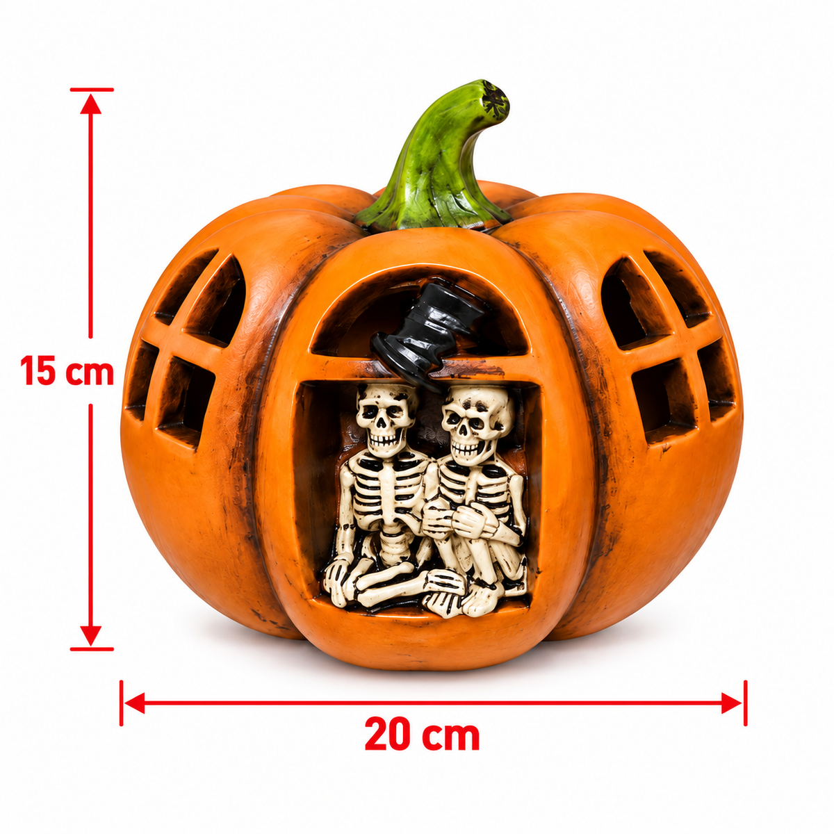 Halloween Pumpkin Skeleton Couple Decoration, 20CM Wide