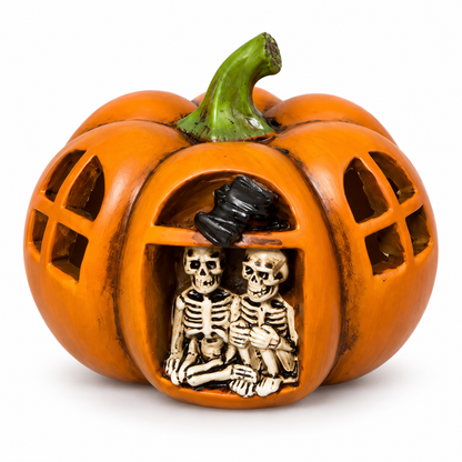 Halloween Pumpkin Skeleton Couple Decoration, 20CM Wide