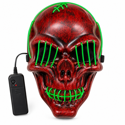 Red LED Skull Halloween Mask with Green Light, 25CM